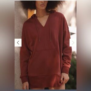 Anthropologie Daily Practice Long-Sleeve Hoodie/Mini Dress SIZE XL Maroon